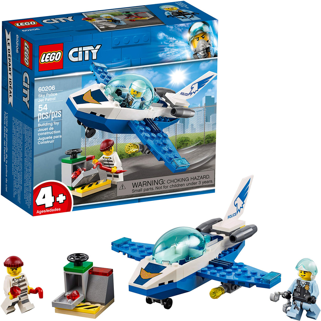 LEGO 60206 City Sky Police Jet Patrol Building Kit (54 Pieces)