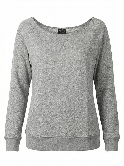 Womens Sweatshirt Grey - Wide Neck