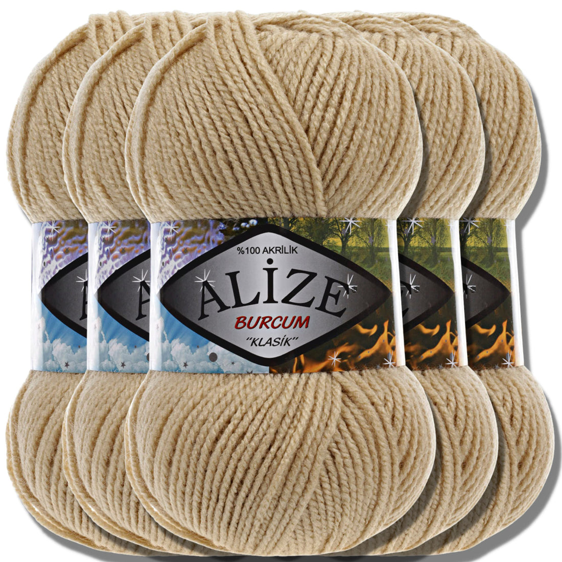 Hobby YARN Alize 5 x 100 g Burcum Classic Turkish Premium Wool 100% Acrylic Hand Knitting Yarn Plain Yarn Baby Wool Knitting Yarn Crochet Knitting (Camel 368)