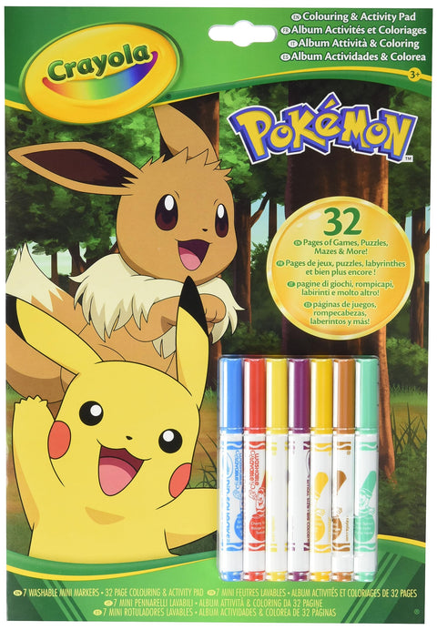 Crayola - Pokemon Activities Coloring Book | 32 Pages with 7 Markers Included - Featuring All Your Favorite Pokemon Characters - Creative Fun at Home and On-the-Go | Ages 3+