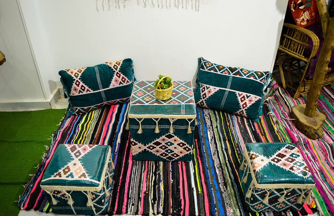 Egypt Antiques Antix Arabic Council Complete Color Arabic Council Kit (2 Pillow Case & 2 Puff Wine)