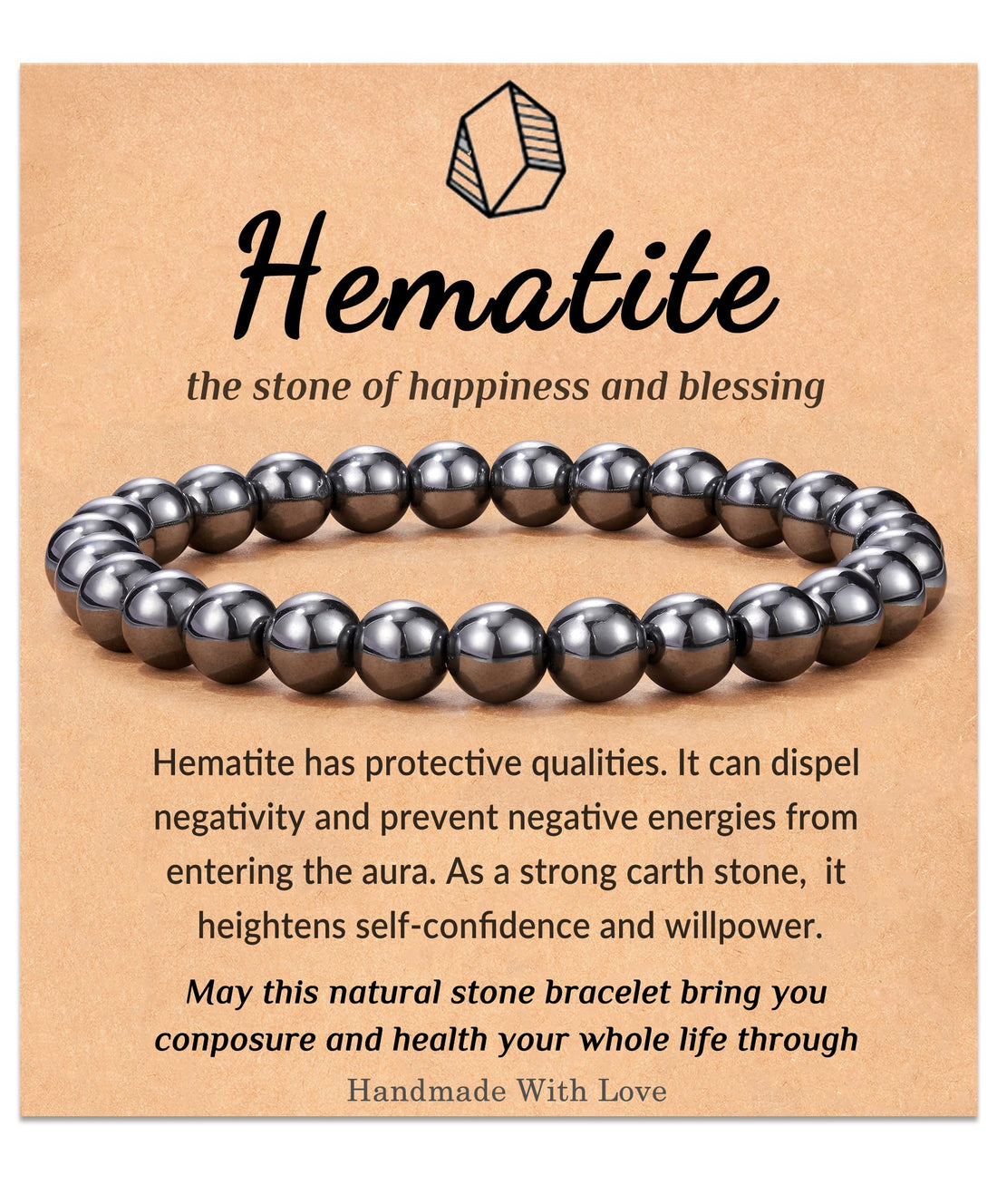 Seyaa Hematite Bracelet， Natural Stone Bracelet Beaded Stretch Bracelets Gifts for Men, Ultimate Protection Bracelet