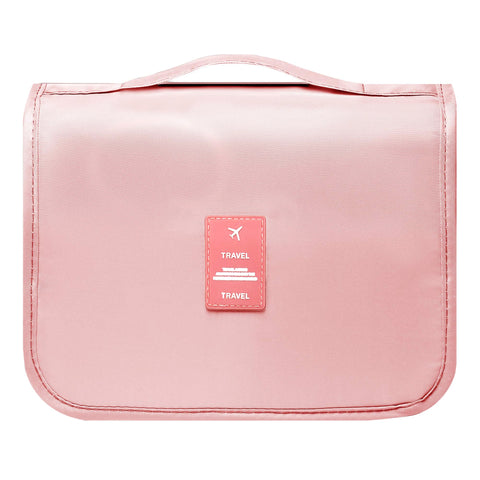 Hanging Toiletry Bag, Foldable Travel Toiletry Bag, Cosmetic Bag for Men and Women, Portable, Waterproof Wash Bag, Make Up Bags, Organiser (Pink)