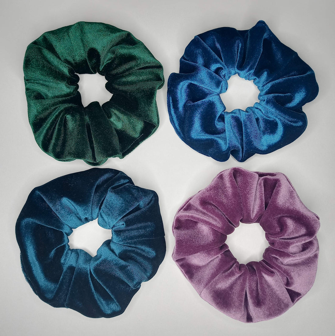 Set of 4 Velvet Handmade Hair Scrunchie & Ponytail Holder, Hair Accessories