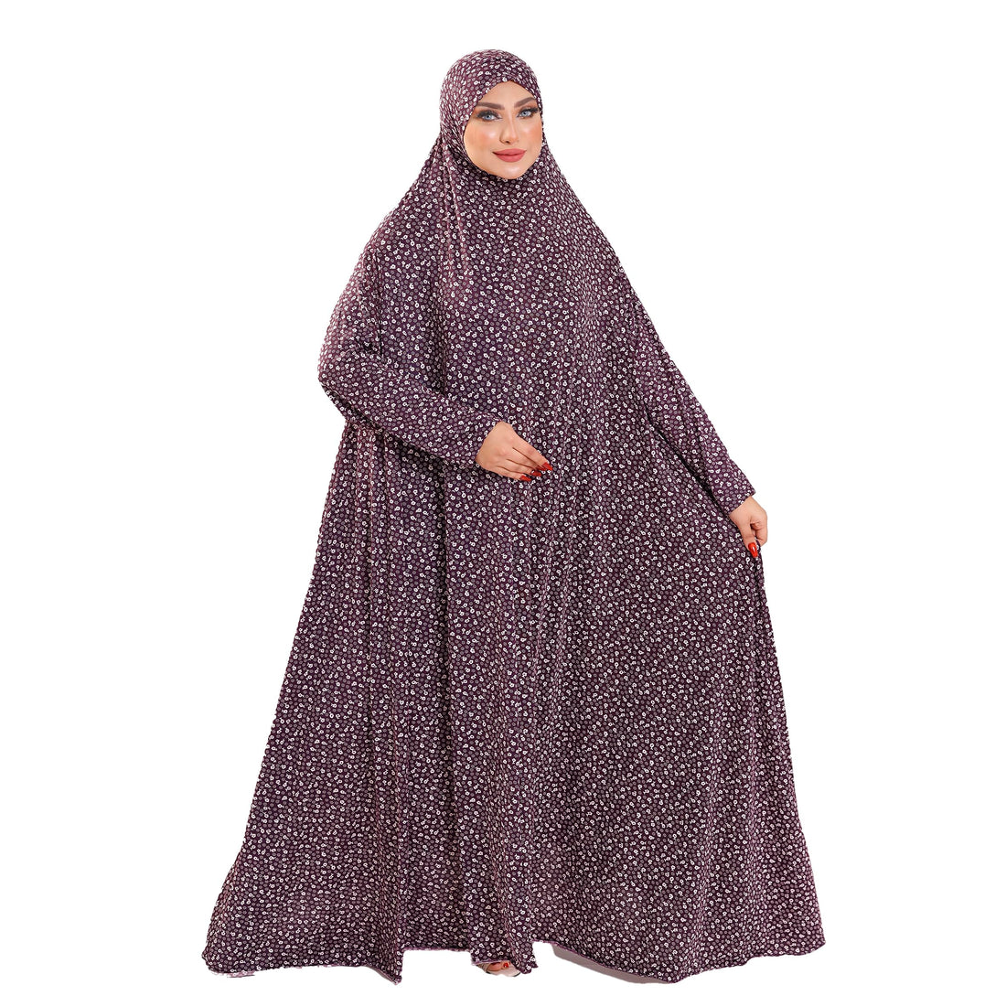 One Piece Floral Plaid Hijab Wrap Comfortable Cotton Feel - High Quality Islamic Prayer Drop - Wide Dressing