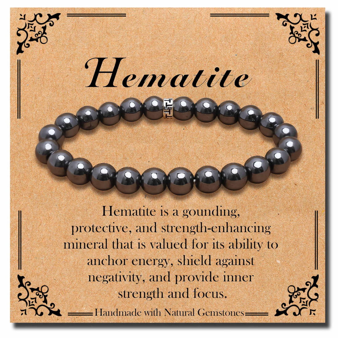 BONNY BOXX Natural Healing Gemstone Bracelet, 8mm Semi Precious Stone Bracelet for Men Women, Stress Relief Crystal Jewelry