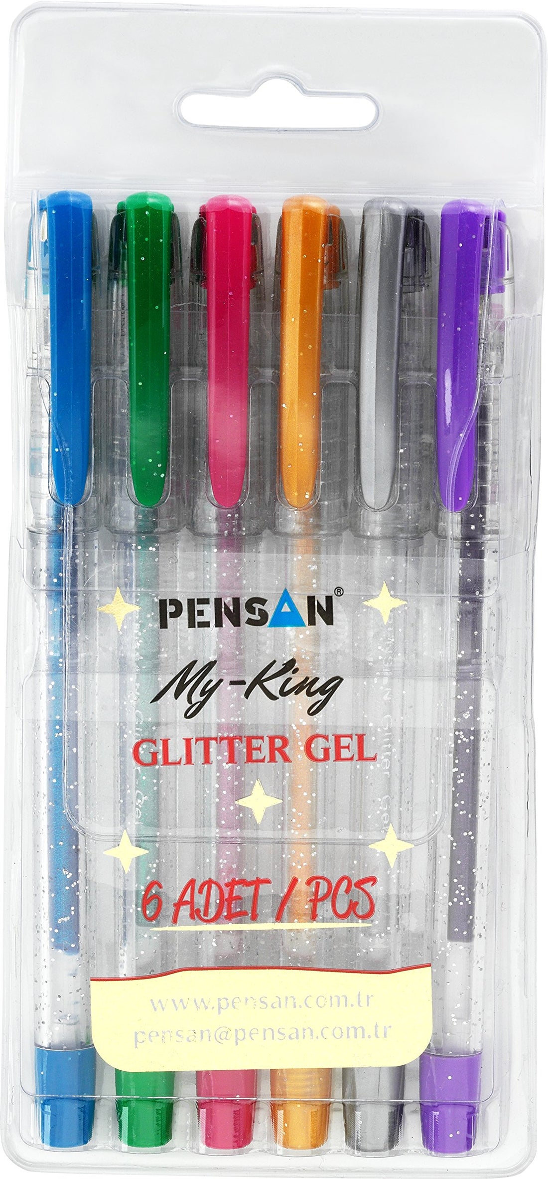 Pensan Glitter gel pen 2227, set of 6 pens – 1 mm