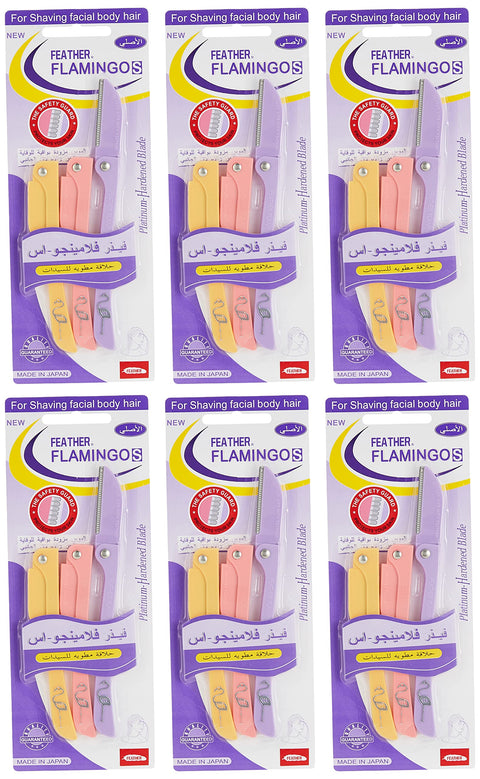 Feather Flamingos Eyebrow Razor, Eyebrow Shaper, Eyebrow Trimmer, Foldable Facial Razorfor Women And Men (6Pcs)