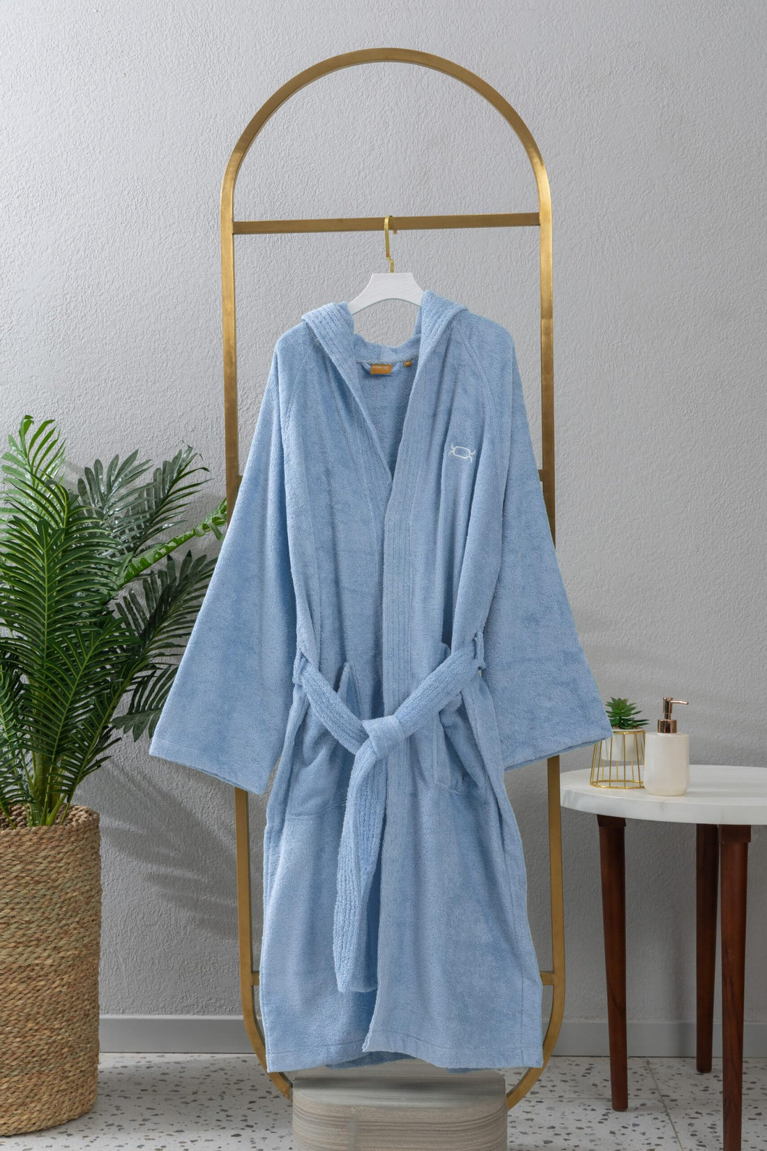 nit - Blue Bath Robe (400 GSM) 100% Egyptian Cotton - Blue, M