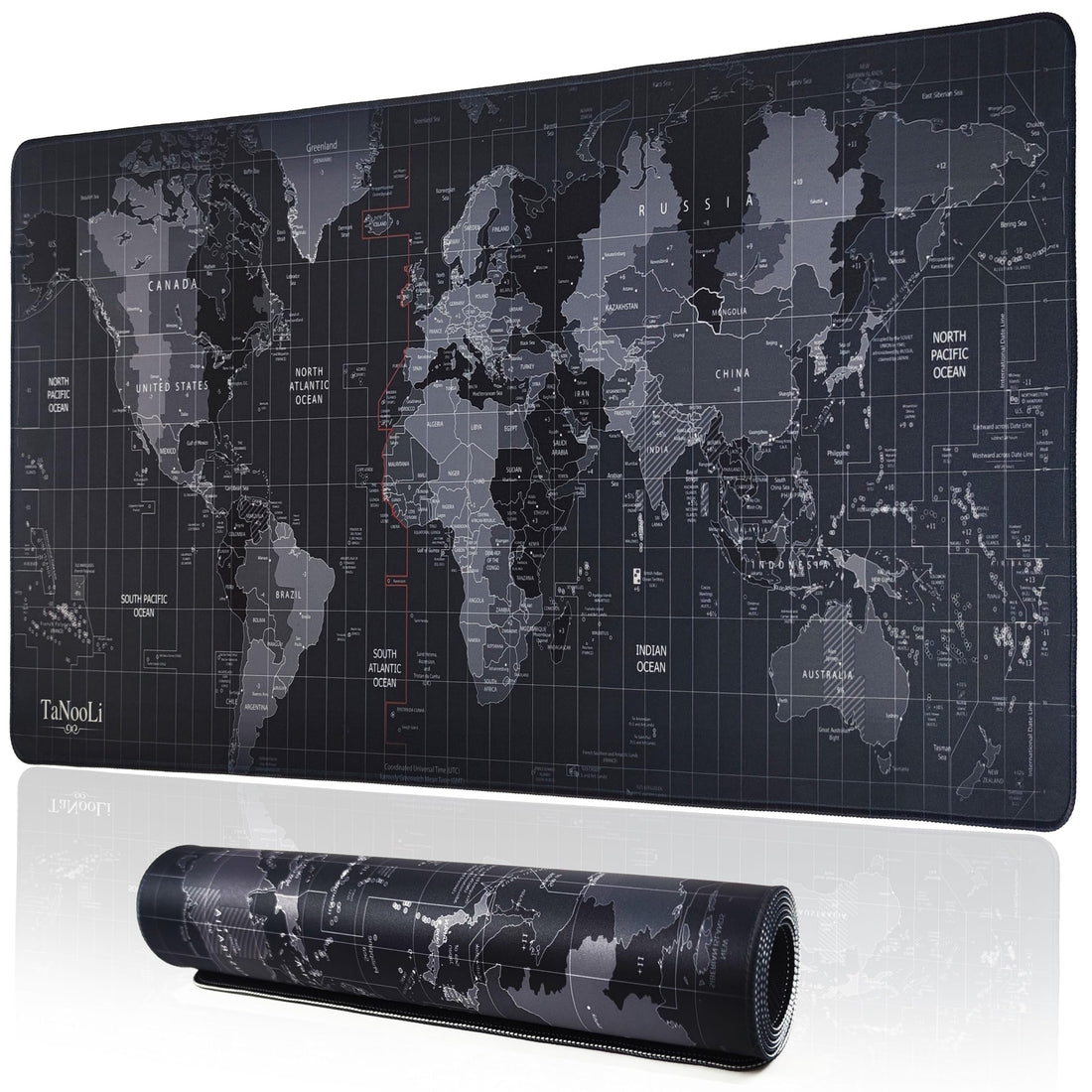 World Map Extended Gaming Mouse Pad, Large Desk Mat with Stitched Edges, Non-Slip Rubber Base, Smooth Surface Keyboard & Mouse Pad for Gaming, Office, Laptop & Desktop, 70 × 30 cm – Multi-Color