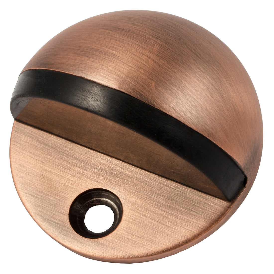 H&H Round Door Stop Heavy Duty Simple Doorstop Floor Mount for Office Hotel Solid Metal Stainless Steel with Rubber Pad Cylindrical Ground Screw Kit (Antique Copper)