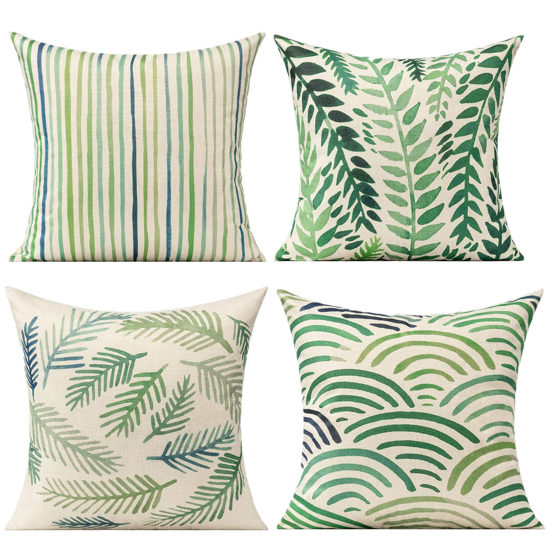 All Smiles Outdoor Throw Pillow Covers for Patio Funitures Spring Summer Green Decor Accent Pillows for Porch Bench 18 x 18 Set of 4 Tropical Forest Cushions