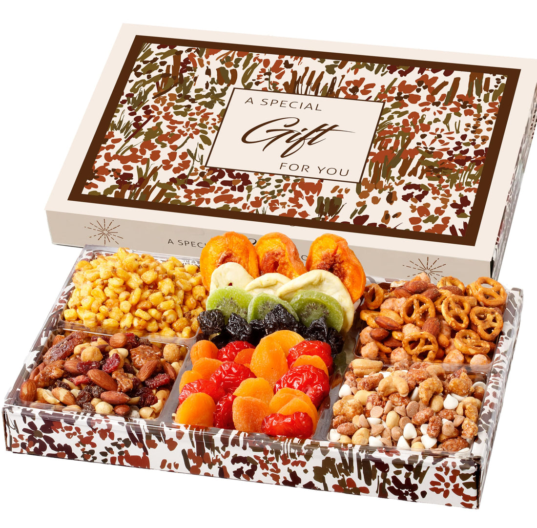 Broadway Basketeers Dried Fruit And Nuts Gift Basket - A Healthy Assortment of Fruits And Nuts, Great for Get Well, Corporate, Men, Women -