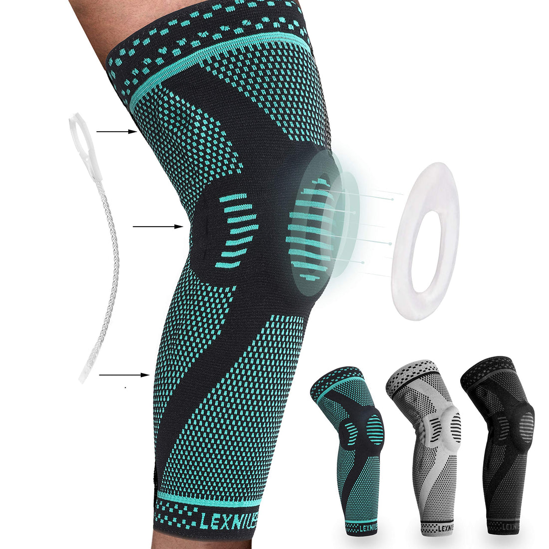 Professional Knee Brace Compression Sleeve - Best Knee Braces for Women and men, Knee Sleeves Support with Patella Gel Pads & Side Stabilizers for Running,Meniscus Tear,Arthritis,Joint Pain Relief