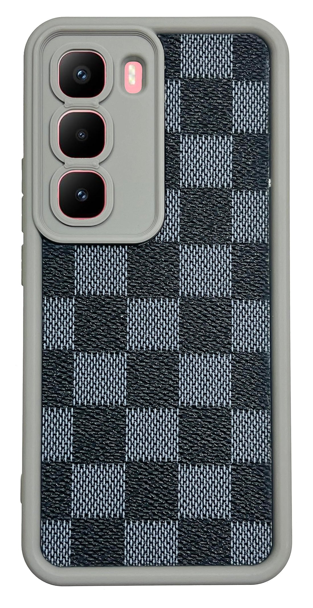 Xpress Back Cover Soft Silicon TPU With Leather Sticker and Camera Protection Case For Infinix Hot 60 Pro Plus (Hot 60 Pro+) Anti-Shock Cover (Gray)