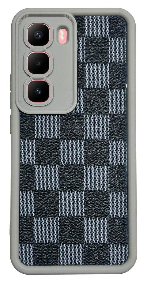 Xpress Back Cover Soft Silicon TPU With Leather Sticker and Camera Protection Case For Infinix Hot 60 Pro Plus (Hot 60 Pro+) Anti-Shock Cover (Gray)