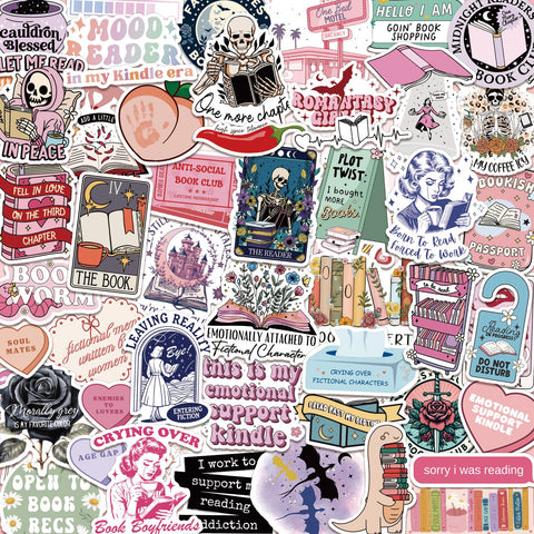 150 PCS Romance Book Stickers for Kindle, Holographic Bookish Sticker Pack Reading Glitter Vinyl Decals for Laptop Ebook Readers Water Bottles Journal Scrapbook Waterproof