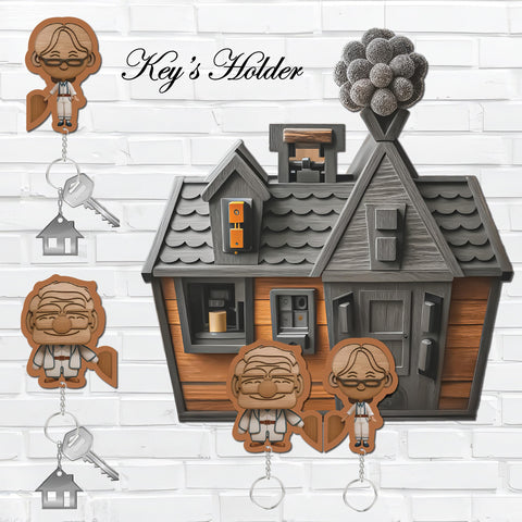Trendy Key Holder Medallion Size 25x35 cm, Printed with, with Thickness 6 Mils for Strong Durability, Dark Wood Color, Elegant Design to Add Aesthetic to Your Wall, Key Hook, Wall Decor