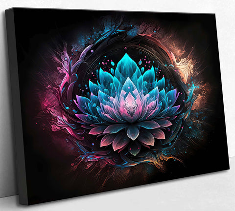 Zen Canvas Wall Art Black and blue Lotus Flower Bloom in Painting Picture Wall Decor Yoga Spa Meditation Spiritual Room Poster Print Artwork for Bathroom Bedroom Office Yoga Room Home Decoration