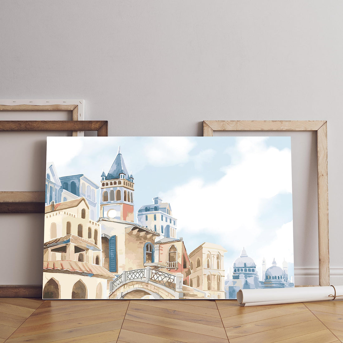 Home Gallery illustration mediterranean city Printed canvas wall art 60x40 cm