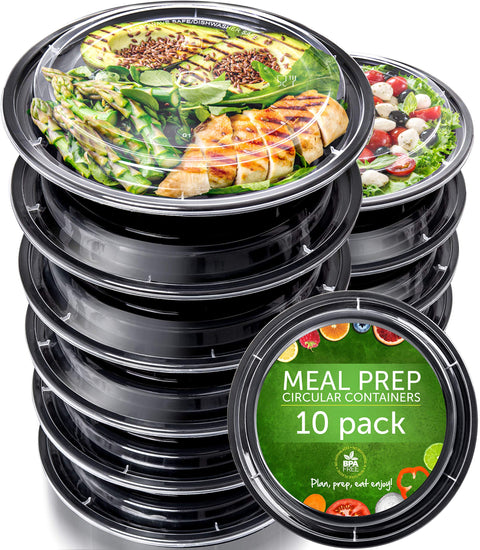 Meal Prep Containers - Reusable Plastic Containers with Lids - Disposable Food Containers Meal Prep Bowls - Plastic Food Storage Containers with Lids - Lunch Containers by Prep Naturals