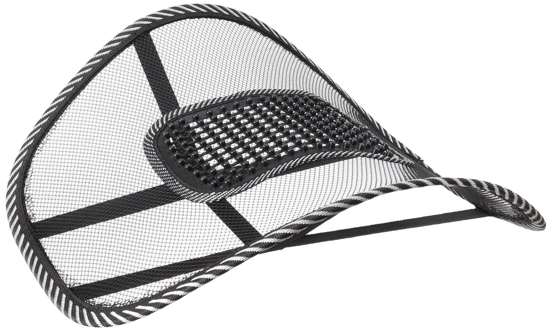 Car mesh back support with massage beads ergonomic designed for comfort and lower back pain relief - lumbar back support cushion for car seat, office chair, wheelchair, One Size