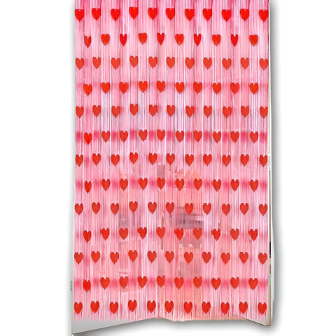 Interior Wall Decor - Lightweight Lace Curtain with Heart Design, Ready for Meter-Size Installation, Stylish Indoor Decoration for Elegant Room Atmosphere (Red)
