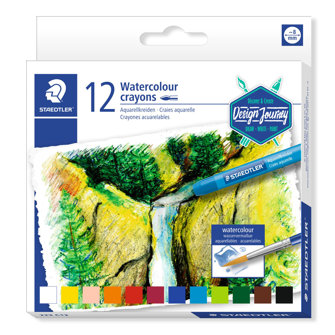 Staedtler 223 c12 karat aquarell high quality water color cayons set of 12 pcs. - multi color