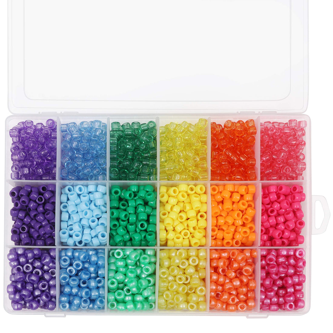 Kurtzy 2300 Plastic Acrylic Pony Beads with Storage Box - Assorted 6mm Coloured Beads for Jewellery Making - Blue, Multicoloured, Purple