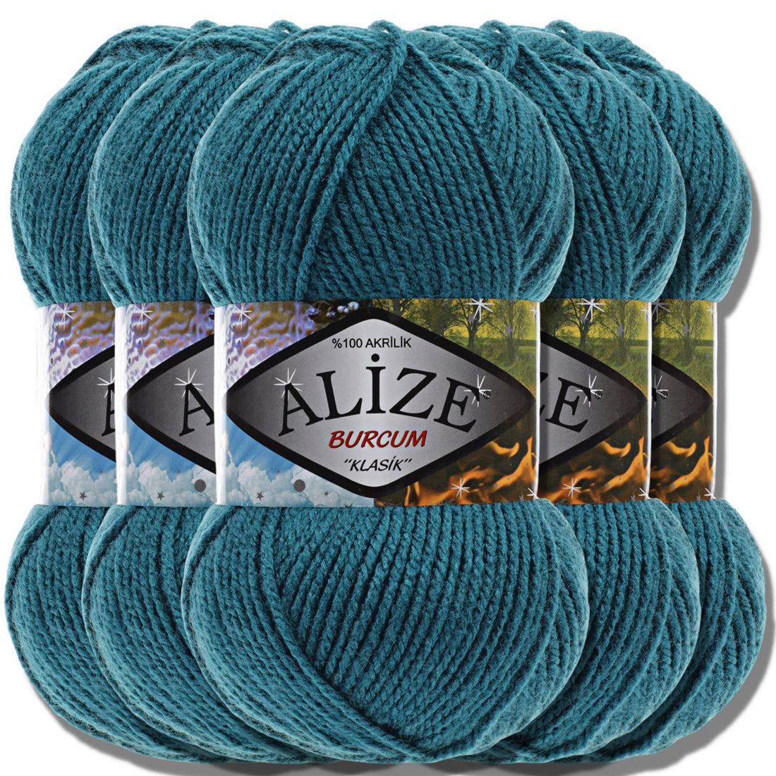 Hobby YARN Alize 5 x 100 g Burcum Klasik Classic Turkish Premium Wool, 100% Acrylic Hand Knitting Yarn, Plain | Yarn, Baby Wool, Knitting Yarn for Crochet, Knitting (Lake Green 212)
