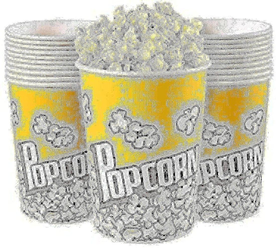 Party with Emma Disposable Leak-Free Stackable Paper Popcorn Cups Buckets Boxes Containers for Carnivals Parties Movie Night Game Night 32oz (50PCS)