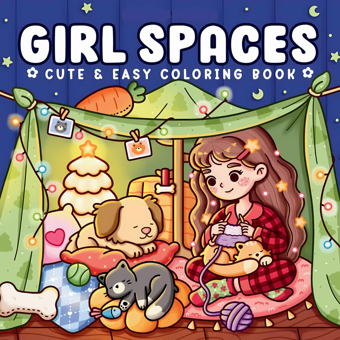 Cozy girl space coloring book for adults and kids: cute graphics for a warm and comfortable daily atmosphere with large, simple designs that relax and relieve stress | Premium Quality