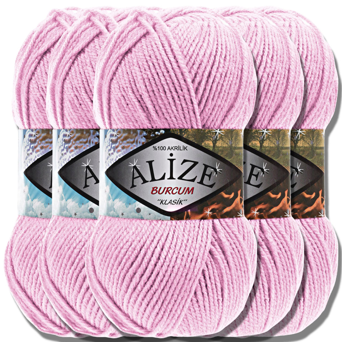 Hobby YARN Alize 5 x 100 g Burcum Klasik Classic Turkish Premium Wool, 100% Acrylic Hand Knitting Yarn, Plain | Yarn, Baby Wool, Knitting Yarn for Crochet, Knitting (Geranium Pink 191)