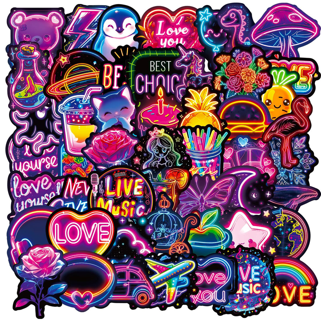 50 Pcs Cyberpunk Stickers, Waterproof Vinyl Laptop Decals, Skateboard Luggage Phone Case Decor