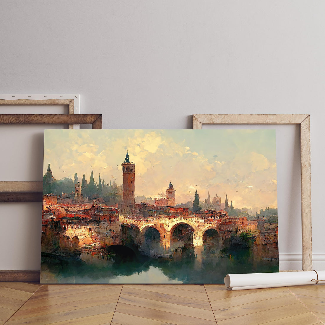 Home Gallery verona city landscape painting Printed Canvas wall art Biege 60x40 cm H01319