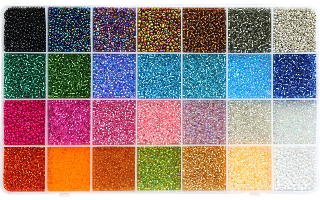 Ybxjges 24000 pcs 2mm Glass Seed Beads 12/0 Small Craft Beads Kit for DIY Bracelets Necklace Jewelry Making Supplies