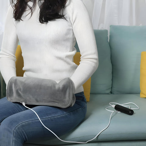 USB Heating Pad - Portable 5V electric wrap with 55°C constant heat, 30x60 cm grey design, machine washable for back, neck, shoulders & menstrual cramp relief