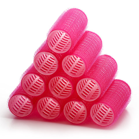 KHEERANA 10 Self Grip Black Hair Rollers Medium Curlers For Short & Long Hair Salon Hairdressing Curler Self Holding DIY Roller (25MM, 25MM)