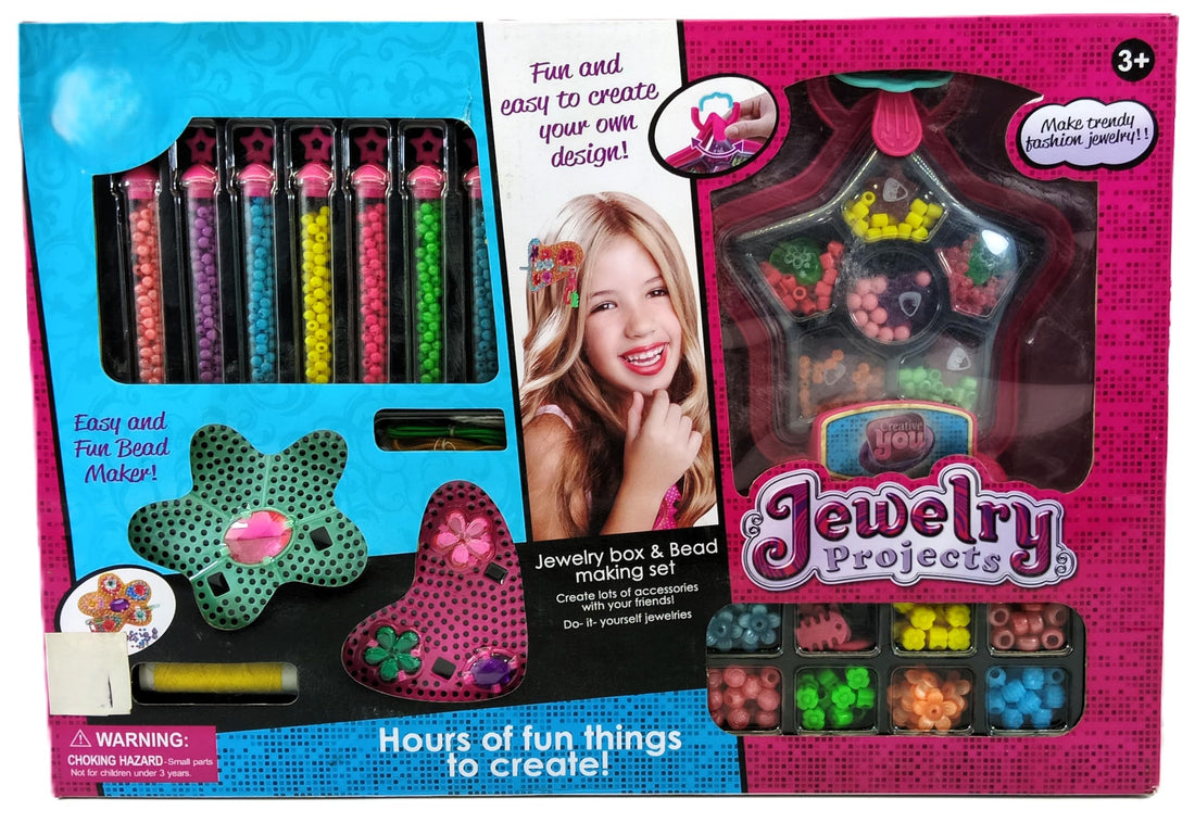 Jewelry Making Set for Girls Ages 3-12, Bead Making Kit with Toy Accessories, Plastic