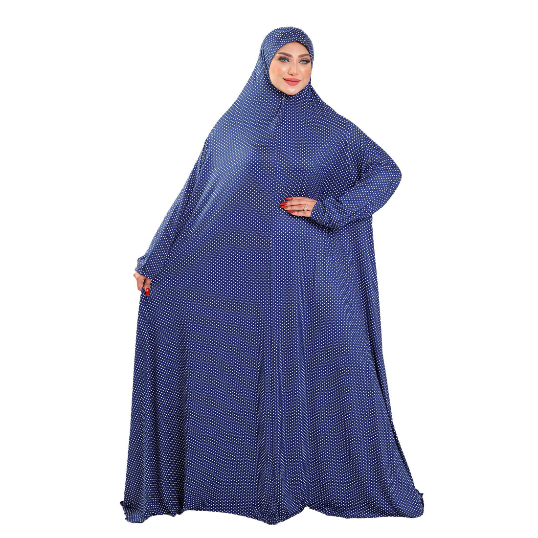 Polka Dot Plaid One Piece Cotton Feel Comfortable Hijab Wrap - High Quality Islamic Prayer Drop - Loose Fit 5004