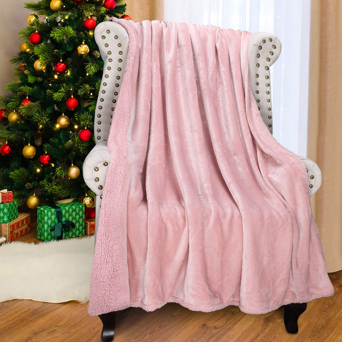 Moro Moro 3 Pink Fluffy Fleece Sherpa Sofa Throws Single Blanket, Warm Thick Soft Cozy Bed Blankets, Plush Couch Throw Warm Cozy Reversible Blankets For Winter 150 X 130 Cm