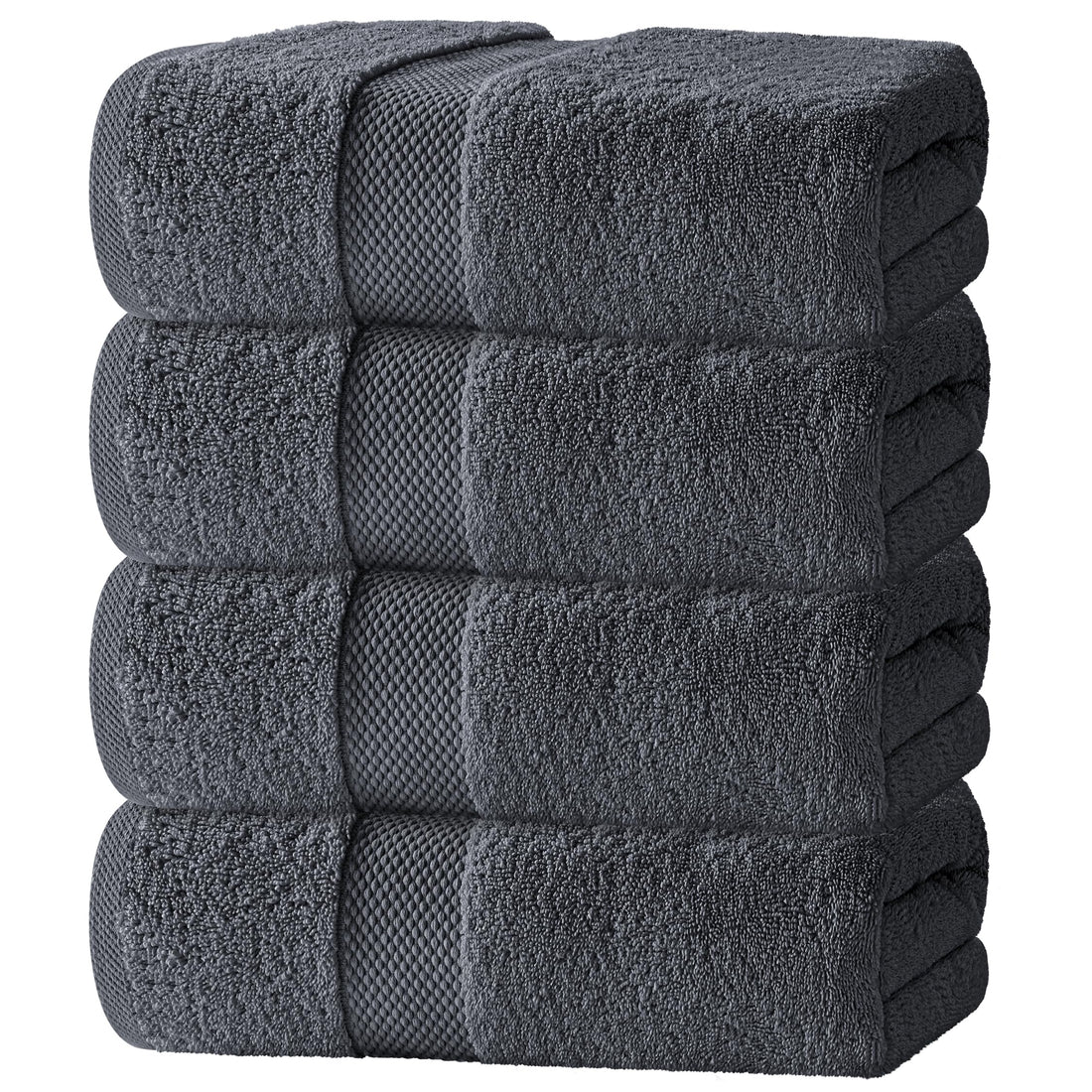 Luxury White Bath Towels Large - 100% Soft Cotton 700 GSM | Absorbent Hotel Bathroom Towel | 27 inch X 54 inch | Set of 4 | Gray