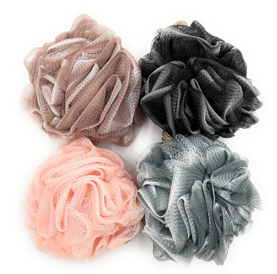 User VIO 4 Pack Soft & Fluffy Exfoliating Bath Ball, Mesh Body Scrub, Mesh Loofah Shower Sponge Ball, Pouf Shower Ball, Mesh Scrubber Exfoliator, Mesh Sponge Body Cleansing Bath Bubble Ball (Combo 1)