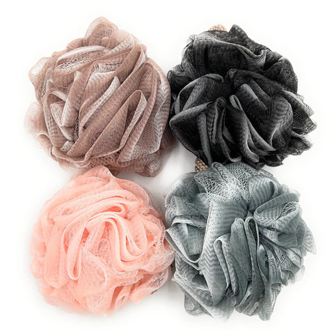 User VIO 4 Pack Soft & Fluffy Exfoliating Bath Ball, Mesh Body Scrub, Mesh Loofah Shower Sponge Ball, Pouf Shower Ball, Mesh Scrubber Exfoliator, Mesh Sponge Body Cleansing Bath Bubble Ball (Combo 1)