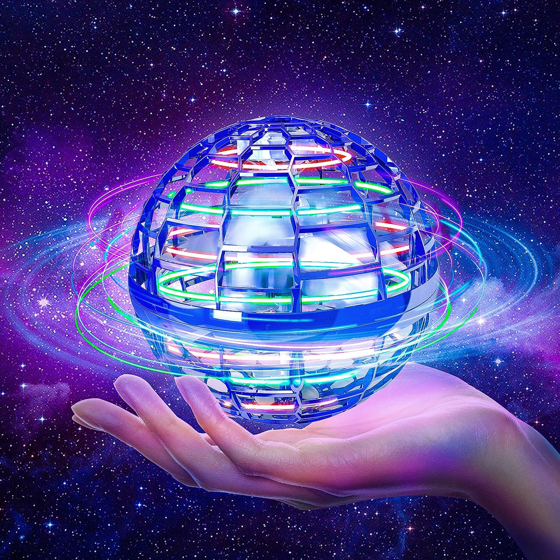 Flying Ball Toys, Flying Orb Hover Ball, 360° Rotating Cool Fidget Toys, Mini Drone Flyorb Toy with Built-in RGB Light Gift Safe for Kids Adults Magic Flying Toys Outdoor Indoor