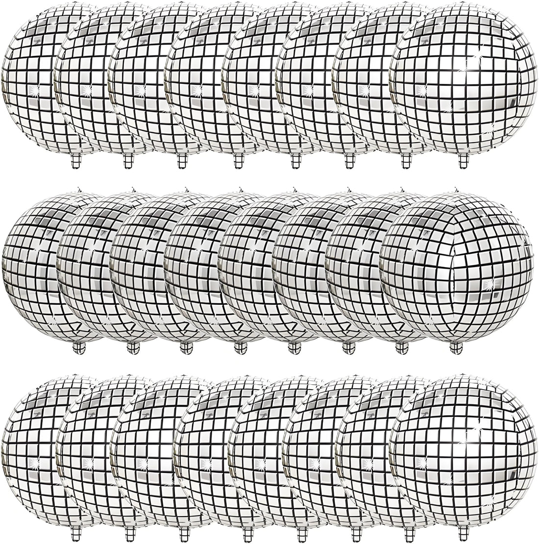 24 Pack 22 Inch Disco Ball Balloon Silver laser 4D Large Inflatable Sphere Aluminum Foil Balloon Silver Mirror Balloon for Disco Dance Party Supplies 70s Disco Party Decorations Baby Shower