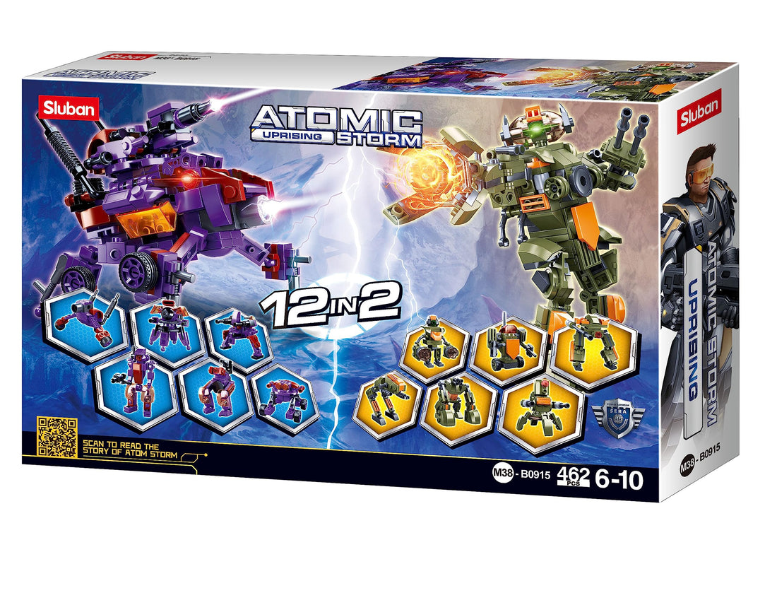Sluban Atomic Storm, Uprising - 12Into2 462Pcs 6+ boy toys, girl toys, birthday gift, Christmas gift, growth, fun, for kids.