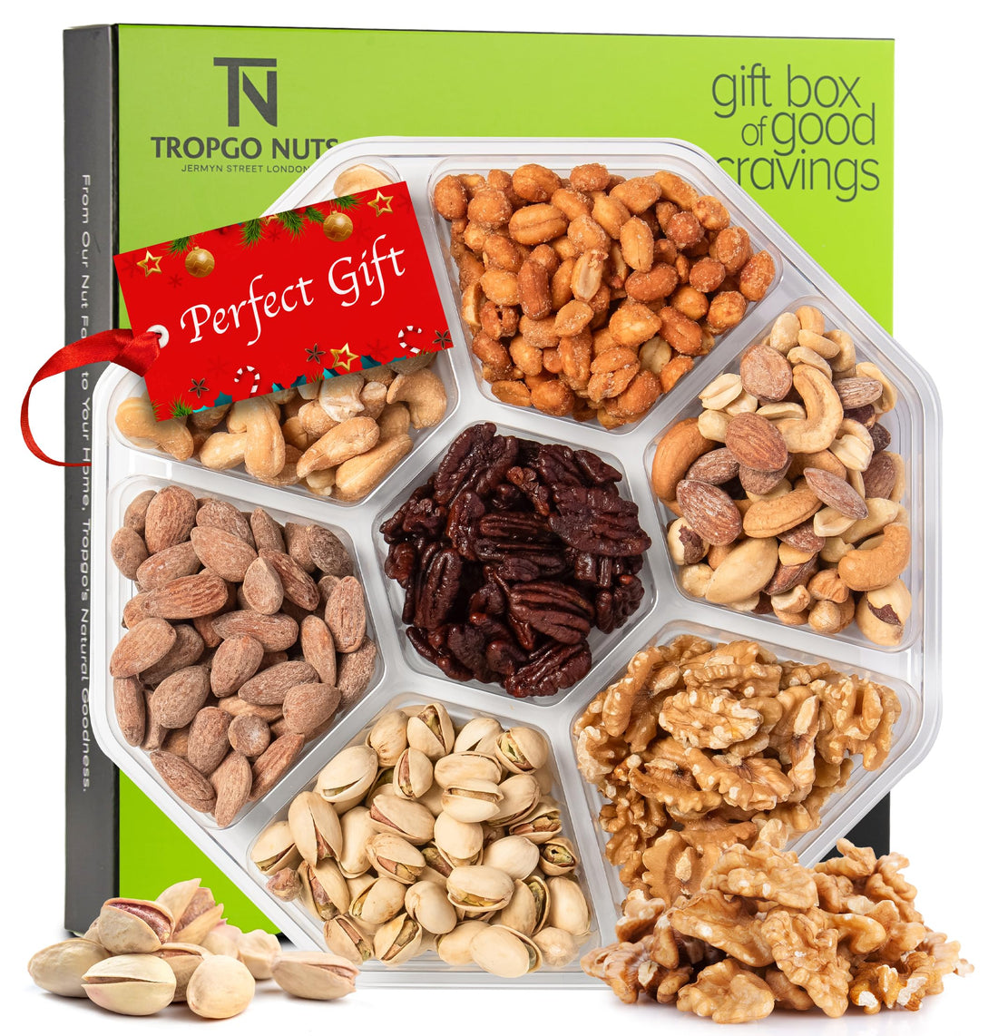 Tropgo Gift For New Year, Christmas Gifts, Mixed Nuts Gift Basket (7 Assortments) Food Bouquet Arrangement Platter, Birthday Gifts, Healthy Kosher Snack Box, Women Men