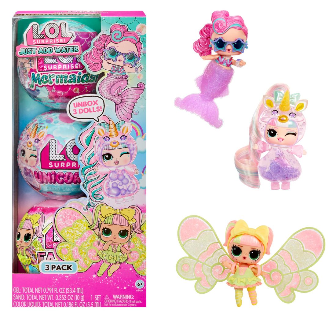L.O.L Surprise Dolls- L.O.L. Surprise Just ADD Water 3-Pack, Colour, 528517-EUC