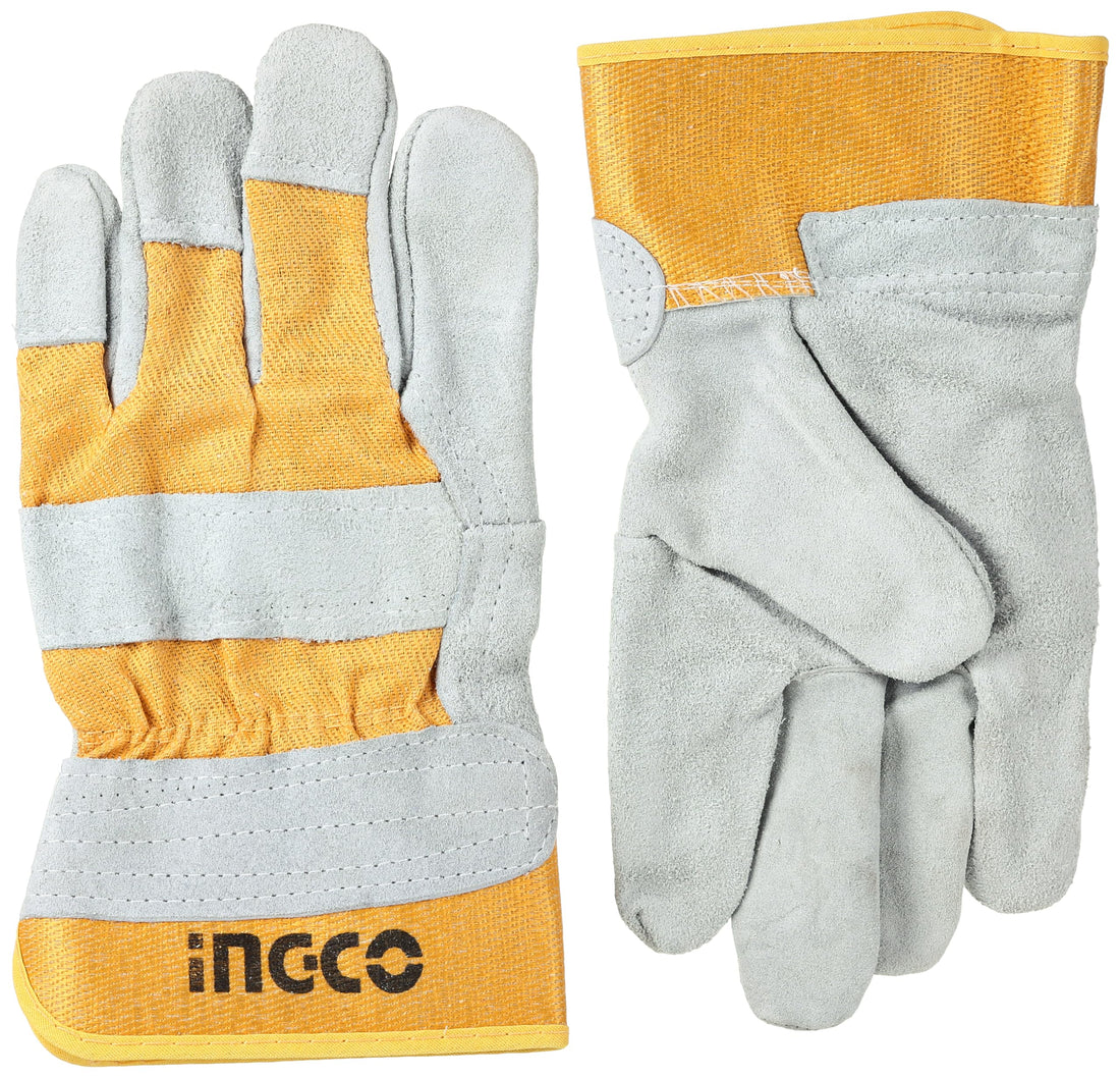 Ingco industrial heat resistant leather gloves -hgvc01 - orange grey